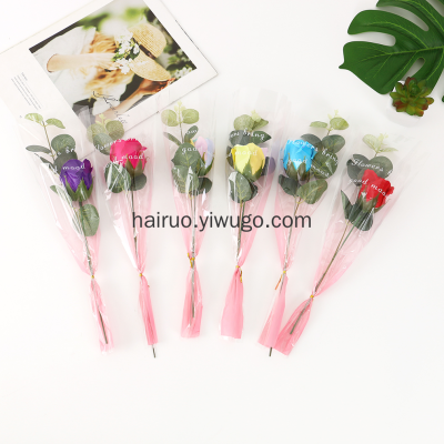 2022 New Single Stem Soap Rose Valentine's Day Gift Artificial Flower Mother's Day Gift Cross-Border Wholesale