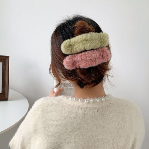 korean internet celebrity plush hairpin large autumn and winter hairpin female headwear student temperament bangs clip side clip updo hair accessories