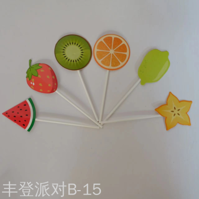 Watermelon Strawberry Kiwi Fruit Orange Lemon Carambola Fruit Dessert Cake Plug-in Set Cute Style Photo Props