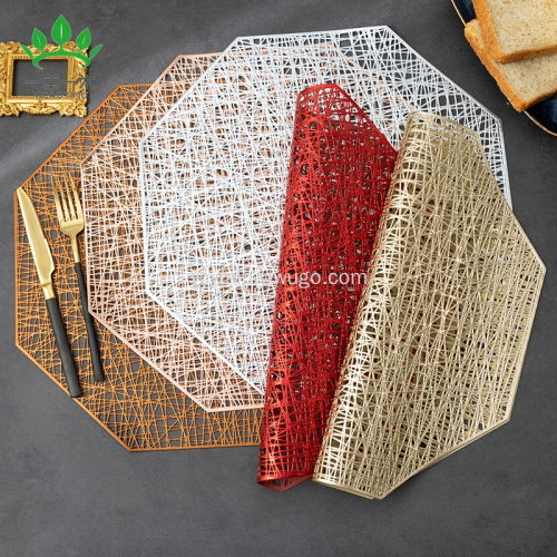 hollow octagonal pvc placemat light luxury decorative pad insulated dining table mat cross-border e-commerce hotel restaurant western-style placemat