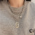 Special-Interest Design Multi-Layer Twin round Brand Square Plate Necklace Cold Wind Hip-Hop Fashionable Brand Sweater Chain Sweater Necklace Titanium Steel