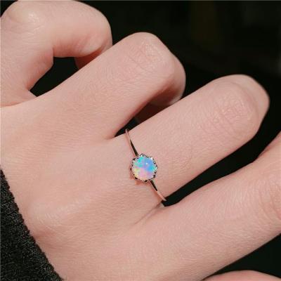 Japanese Exquisite Magic Color Opal Ring Opal Stone Hope Stone Simple Retro Women