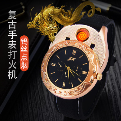 Creative Watch Lighter Street Cool Windproof USB Electronic Cigarette Lighter Watch Lighter Gift Wholesale