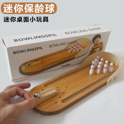 Mini Bowling Desktop Game Wooden Children's Educational Innovative Toy Solid Wooden Parent-Child Fun Ball