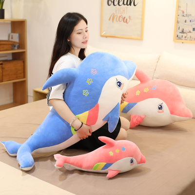 Dolphin Plush Toy Ragdoll Sleeping Doll Pillow Cute Long Pillow Large Lazy Bed Doll Gift