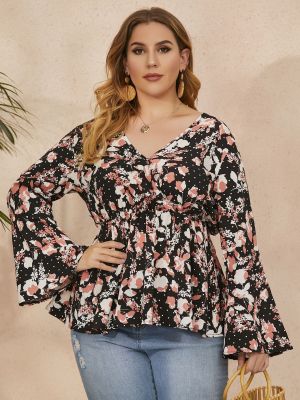 European and American Style Cross-Border Foreign Trade plus Size Women's Clothing 2022 Fashion Printed Loose Top Shirt