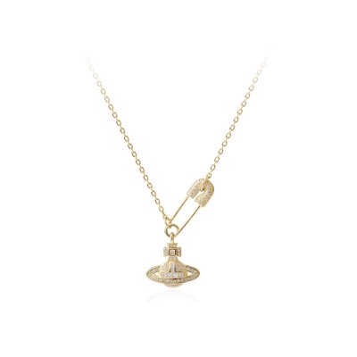 Factory Direct Sales Sterling Silver S925 Pin Saturn Necklace Korean Necklace Female Snake Bones Chain Cross Chain Pendant