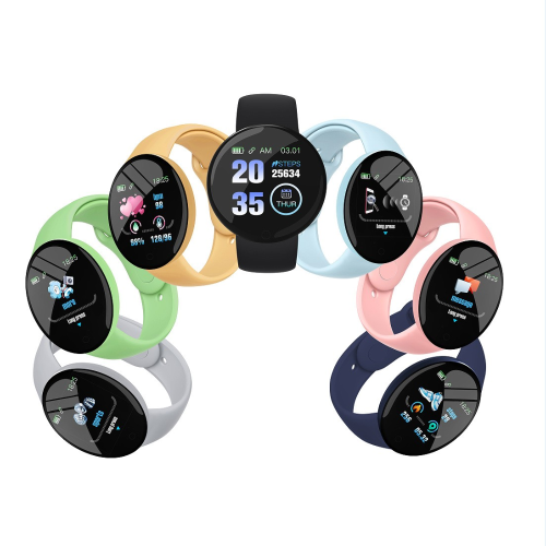 new d18 macaron smart watch bracelet round screen sports pedometer sleep monitoring heart rate phone watch