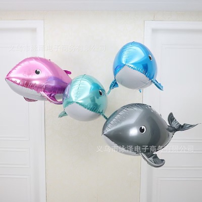 Three-Dimensional Floating Empty Whale Animal Aluminum Film 4D Balloon Stall Birthday Theme Party Children's Decorative Helium Balloon