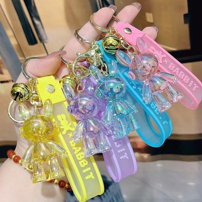 Acrylic Colorful Rabbit Keychain Cars and Bags Children Gift Pendant Rabbit Key Ring Gift Wholesale
