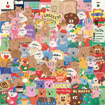 100 Small Zhang Cute Dilylike Bear Graffiti Stickers Decorative Luggage Notebook Waterproof Stickers Lot