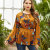 2022 Europe and America Cross Border plus Size Women's Clothing Spring and Autumn AliExpress Printed Ruffled Women's Clothing Long Sleeve Blouse