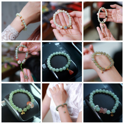 Hetian Jade Bracelet Wholesale 8mm Qingshui Hetian Jade Original Design Women's Pendant Bracelet Bracelet Ornament Collection