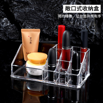 Internet Celebrity Cosmetic Organizing Box Multi-Grid Transparent Lipstick Storage Box Storage Rack Desktop Makeup Plastic Storage Box