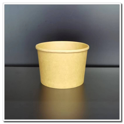 Disposable Cowhide Paper Soup Cup Porridge Bucket Round Takeaway Packing Box Kraft Paper Soup Bowl