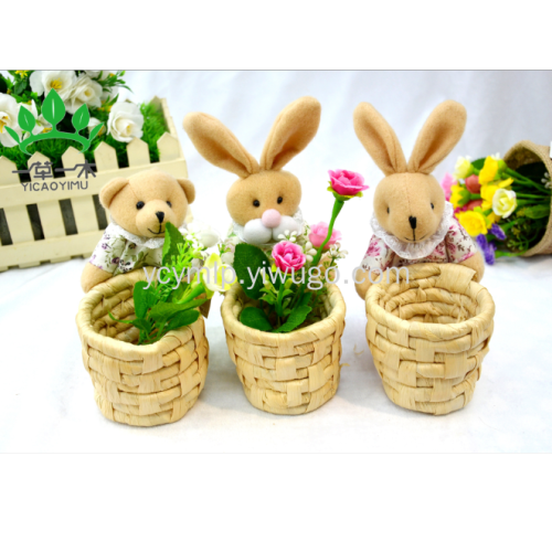 natural handmade straw basket pastoral fashion corn husk knitting pen holder flower arrangement basket