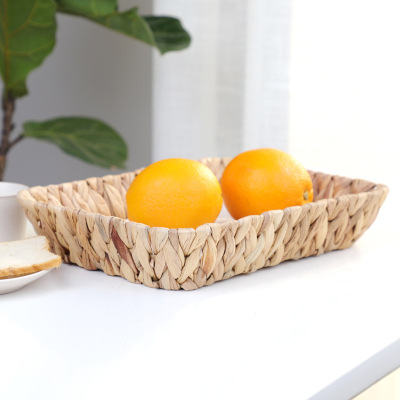 Wholesale Direct Sales Straw Woven More than Storage Basket Styles Environmentally Friendly Water Hyacinth Hand-Woven Wood Color Storage Basket Spot