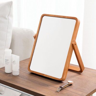 Creative Makeup Mirror HD Desktop Makeup Mirror European Simple Single Vanity Mirror Wooden Makeup Mirror