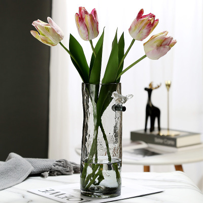 Internet Celebrity Ins Bird Glass Vase Decoration Living Room Flower Arrangement Light Luxury Flowers European Nordic Creative Glass Vase