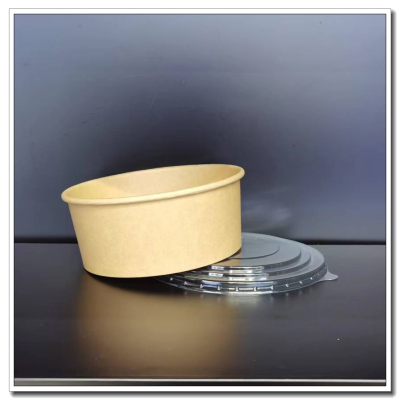 Factory Direct Sales Disposable Paper Bowl round with Lid Kraft Paper Disposable Take out Box