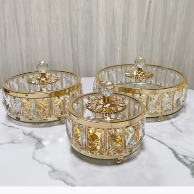 European Entry Lux Crystal Glass Fruit Plate Living Room Coffee Table Candy Storage Box Home Room Decoration Ornaments