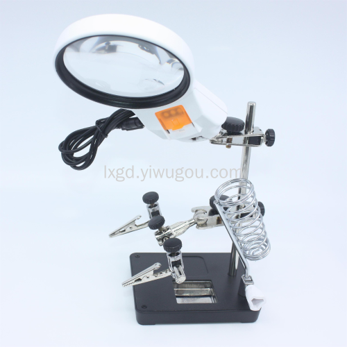 mg16129-ac1 cold and warm light led lamp electric soldering iron repair circuit board with auxiliary clip bench magnifiers
