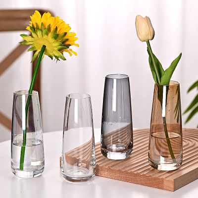 New Exquisite Electroplating Colorful Glass Vase Simple Flower Arrangement Water-Keeping Hydroponic Flower Pot Desktop Living Room Decoration