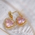 New Super Gentle Dream Pink Crystal Earrings Women's Korean Sterling Silver Needle Sweet Loving Heart Refined and Simple Earrings Fashion