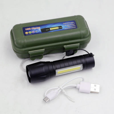 Mini Boxed Aluminum Alloy Led Rechargeable Flashlight Outdoor Power Torch Strong Light Long-Range Flashlight