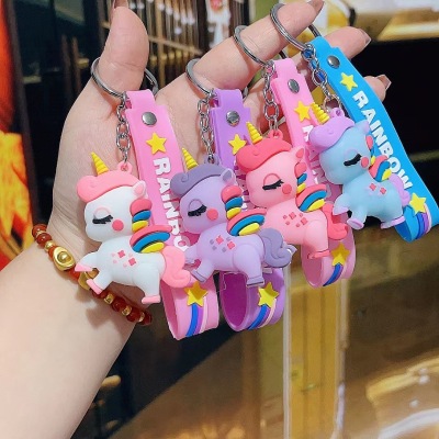 Cross-Border New Cartoon Unicorn Keychain Pendant Men and Women Couple Bags Gift Student Schoolbag Key Ornament