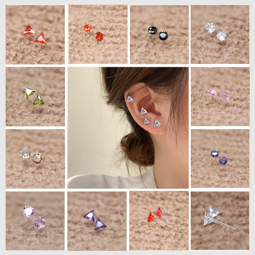 ear studs women‘s plastic stick anti-allergy ear studs ear piercing ear ear bone pin ear stick sleeping removal-free zircon earrings earrings