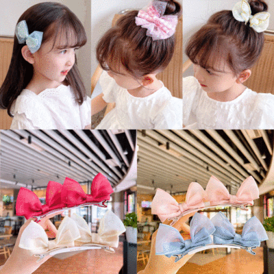Girls' Super Cute Bow Barrettes Children's Side a Pair of Hairclips Girls' Princess Clip Hairware Baby Hair Clip Headdress
