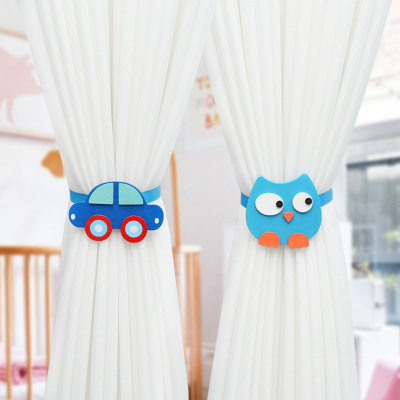 New Cute Cartoon Boy Girl Curtain Buckle Strap Magnet Punch-Free Installation Simple Modern One-Pair Package