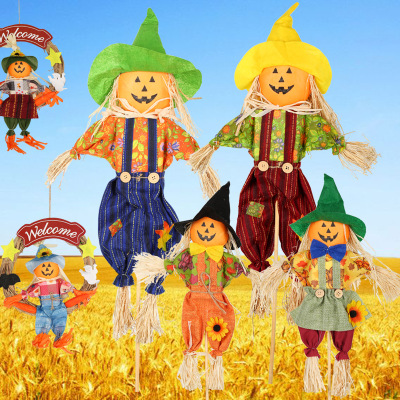 Halloween Pumpkin Scarecrow Size Doll Ghost Festival Idyllic Decoration Props Haunted House Bar KTV Party Supplies