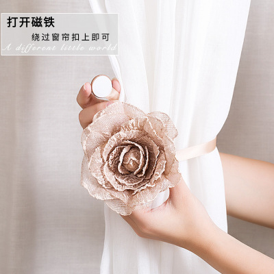 Factory Wholesale European Flower Curtain Bandage Rope Magnet Curtain Buckle Curtain Clip Festoon Drapery Tied Flower Decoration