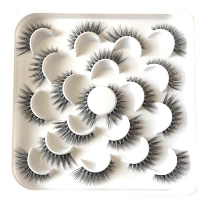 False Eyelashes Lotus Porcelain Plate 10 Pairs Thick Realistic Three-Dimensional Multi-Layer Eyelash Qingdao Factory Wholesale