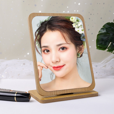Simple Large Wooden Folding Desktop Makeup Mirror Beauty Dressing Dormitory Desktop Stand Portable Female Student Small