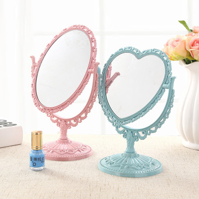 Dressing Mirror Korean Style Ins Mirror European Double-Sided Desktop Makeup Mirror Heart Mirror Desktop Cosmetic Mirror