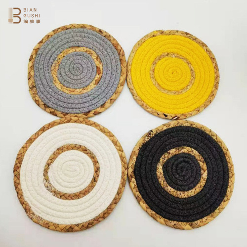 gourd straw placemat heat proof mat factory direct sales household dining heat insulation coaster cotton string placemat woven placemat casserole mat