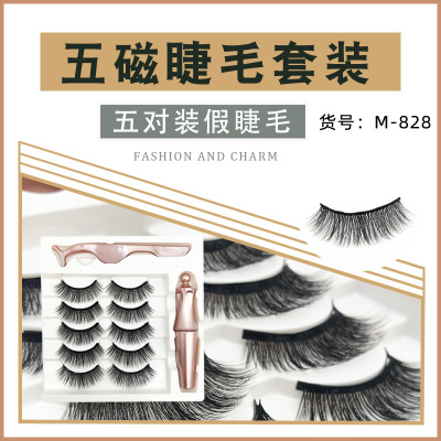 False Eyelash Magnet Liquid Eyeliner Suit Five to Slim Model Magnet Eyelash Factory Wholesale 828