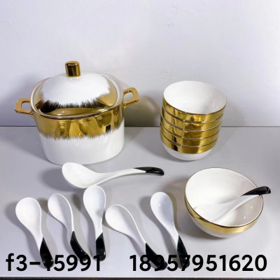 Ceramic Tableware Set Soup Pot Single Gift Soup Pot Ceramic Soup Pot Baking Tray Color Glaze Soup Pot Sand Ceramic Soup Pot Single