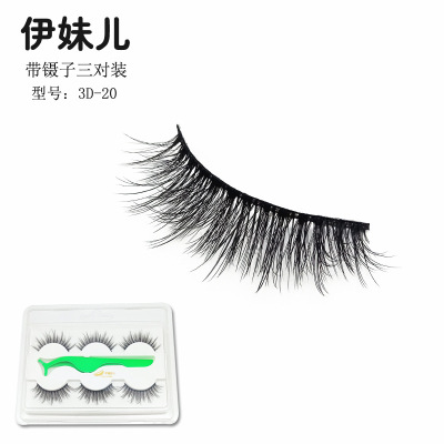 False Eyelashes 3D Series Fashion with Tweezers Eyelash Three Pairs Factory Wholesale 3d-20