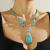 Cross-Border New Vintage Pearl Pendant Turquoise Beaded Bohemian Chinese Style Jewelry Necklace and Earrings Suite