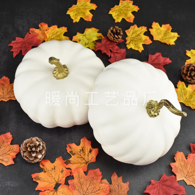 Simulation White Pumpkin Model Halloween Pumpkin Ornament Decoration Props Vegetable Cabinet Display Photography Early Education Props