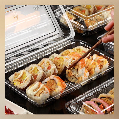 Lunch Box Takeaway Japanese Special One Deep Sushi to-Go Box Baking Box Disposable Plastic Products