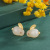 Hare Set S925 Sterling Silver Little Bunny Hetian Jade Necklace Pharaoh Gold Ring Cute Lady Light Luxury Stud Earrings