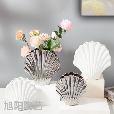 Modern Ceramic White Shell Conch Vase Hanging Home Decoration Living Room Background Wall Decoration Conch Vase