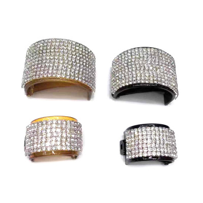 Foreign Trade Plastic Clip Stick-on Crystals Rhinestone Buckle Clip Twist Clip Large Diamond-Embedded Simple Ponytail Clip Fashion All-Matching Hair Clips Hair Accessories