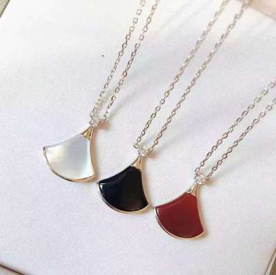 Baojia Skirt Necklace S925 Silver Baojia Necklace High Version White Shell Black Red Agate Fan Necklace Female Gift
