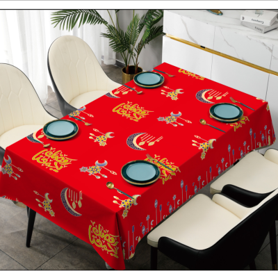 Ramadan Theme Bronzing Tablecloth Exhibition Stall Tablecloth Wholesale Source Factory Waterproof Oil-Proof Tablecloth